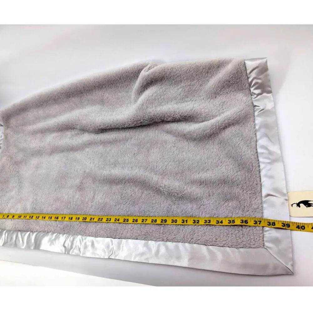 Baby Blanket Gray Plush Luxe Satin Trim Neutral Minimalist 30